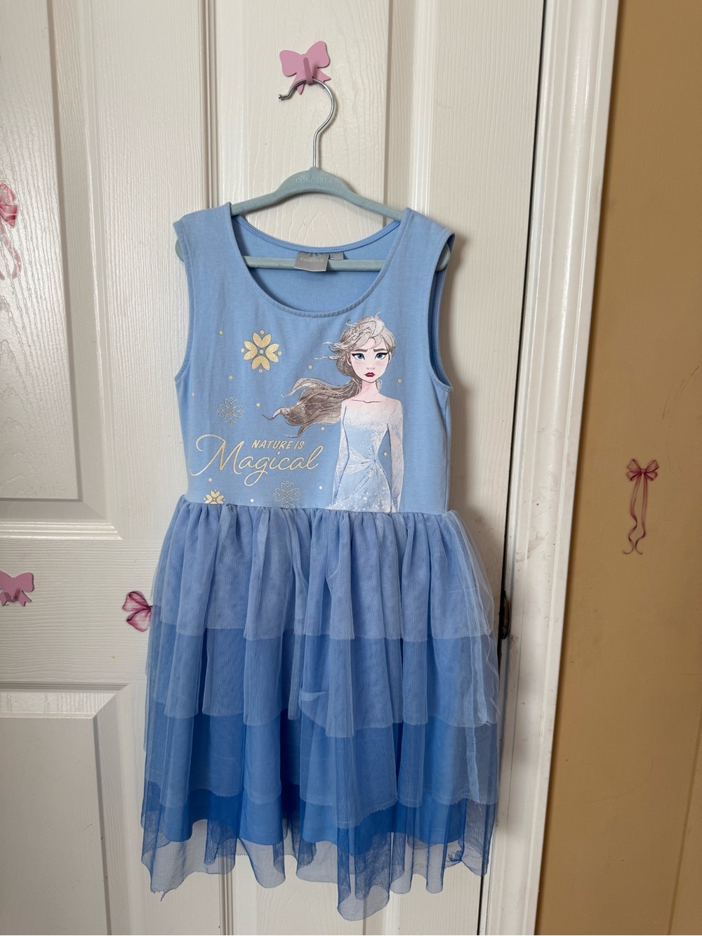 Disney Frozen Light Blue Elsa Graphic Tulle Party Dress